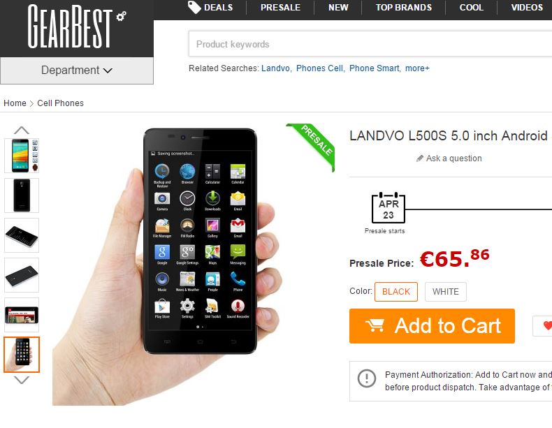 LANDVO L500S 5.0 inch Android 4.4 3G Smartphone-69.99 and Free Shipping GearBes_002740