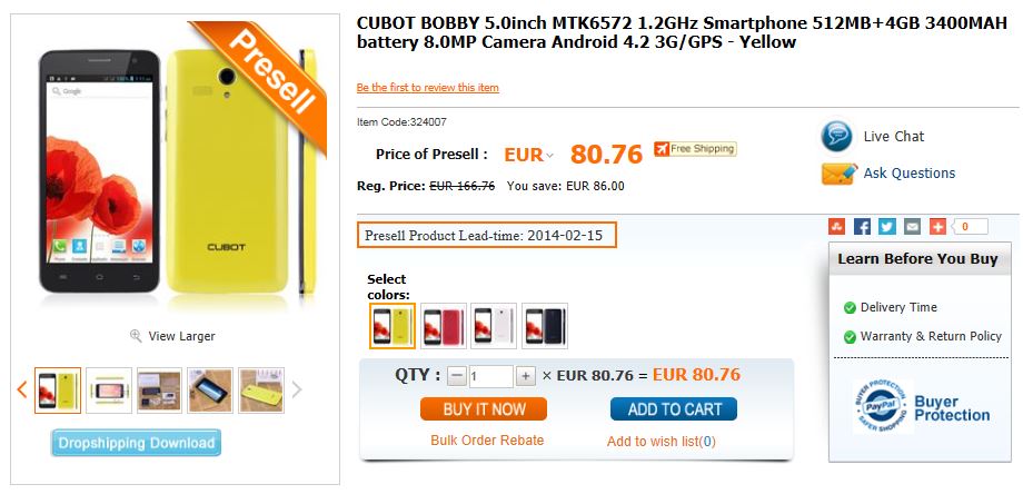 CUBOT BOBBY 5.0inch