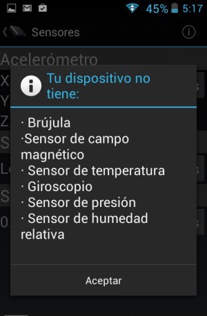 Sensores no disponibles