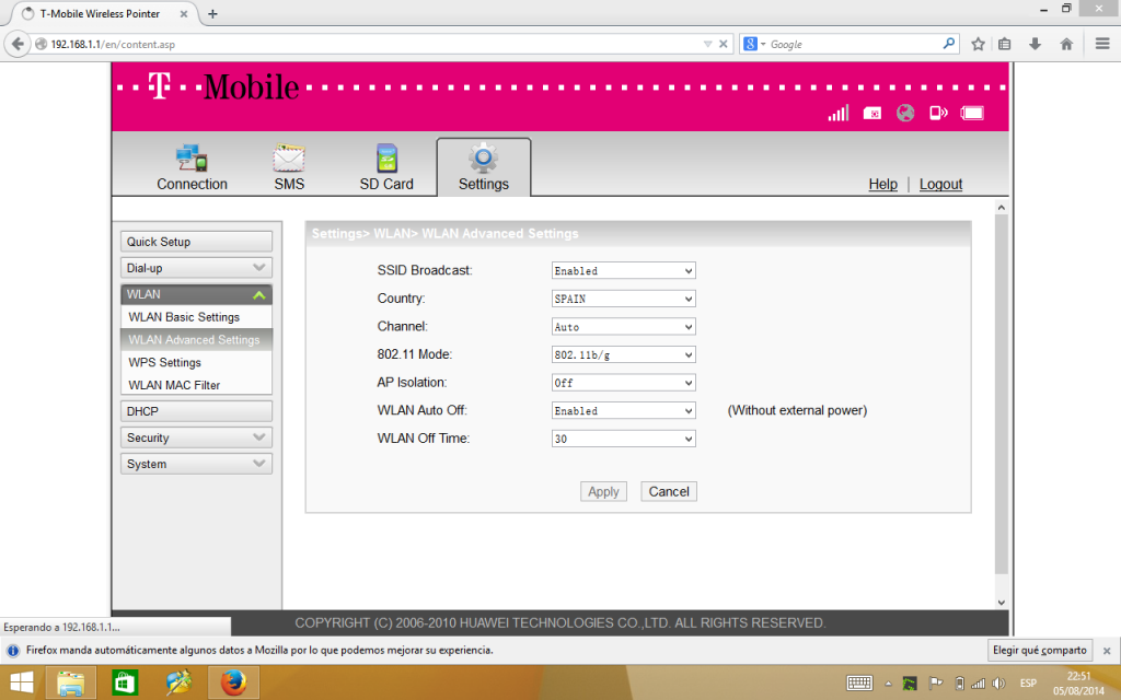 Wlan advanced settings