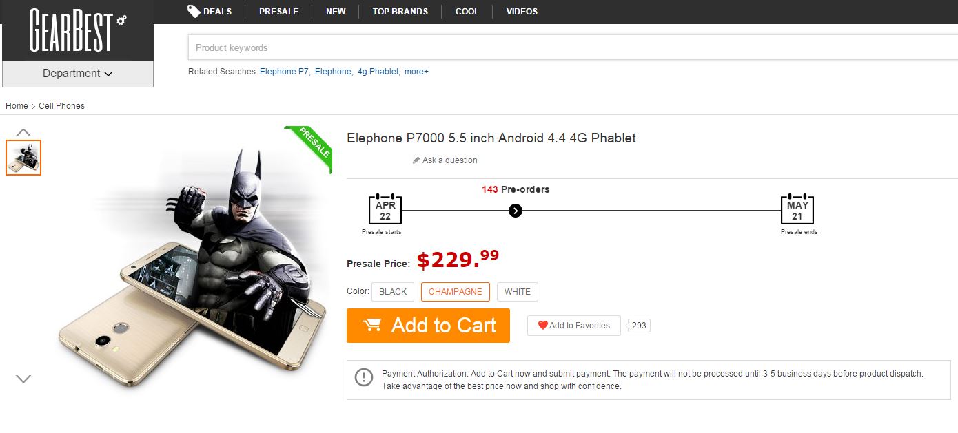 Preventa Elephone P7000