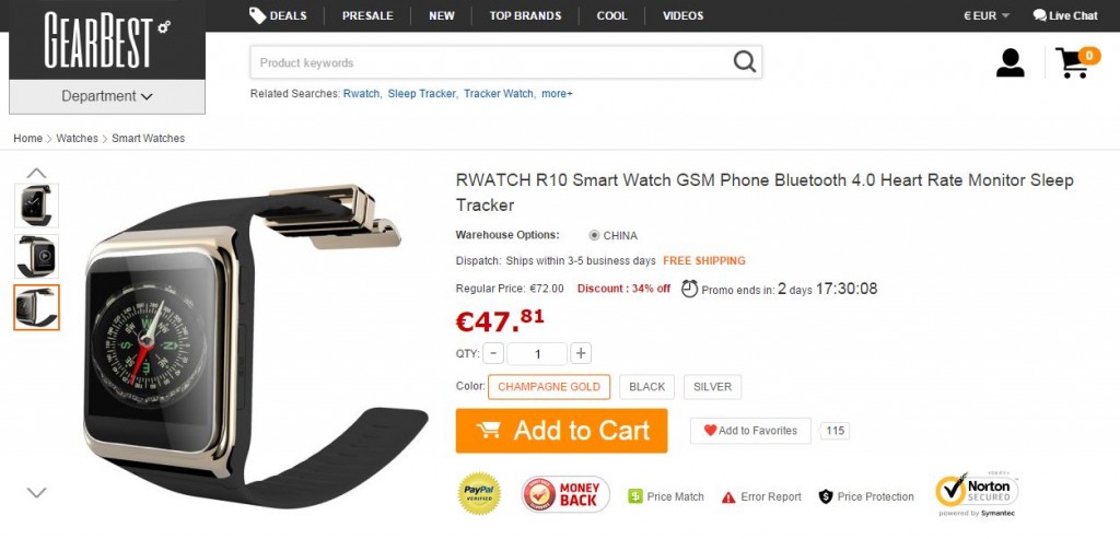 RWATCH R10 Smart Watch GSM