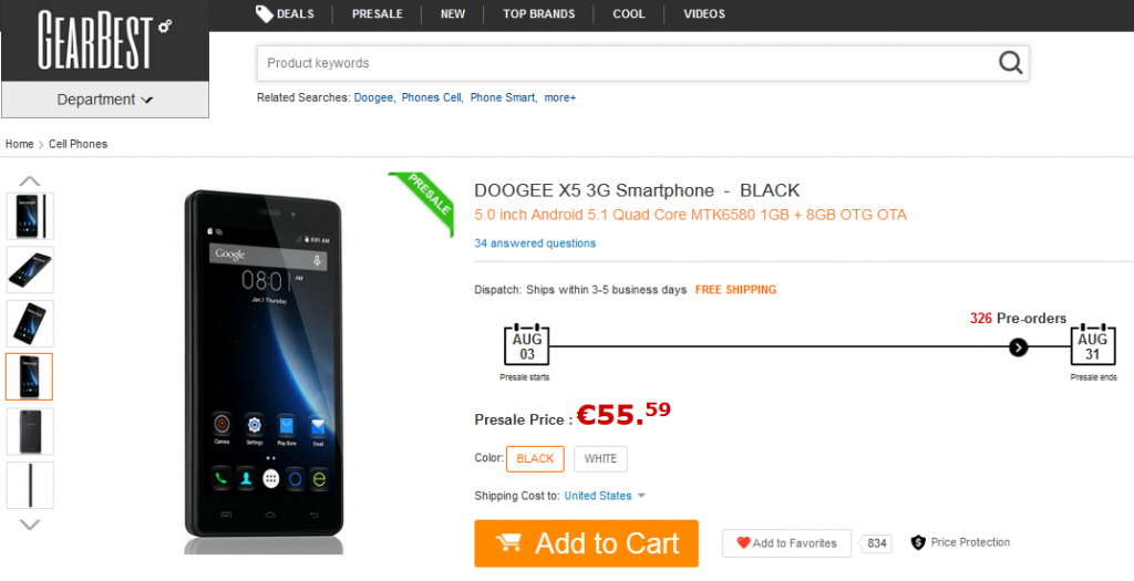 DOOGEE X5 GearBest.com