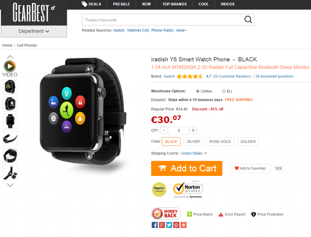 iradish Y6 Smart Watch