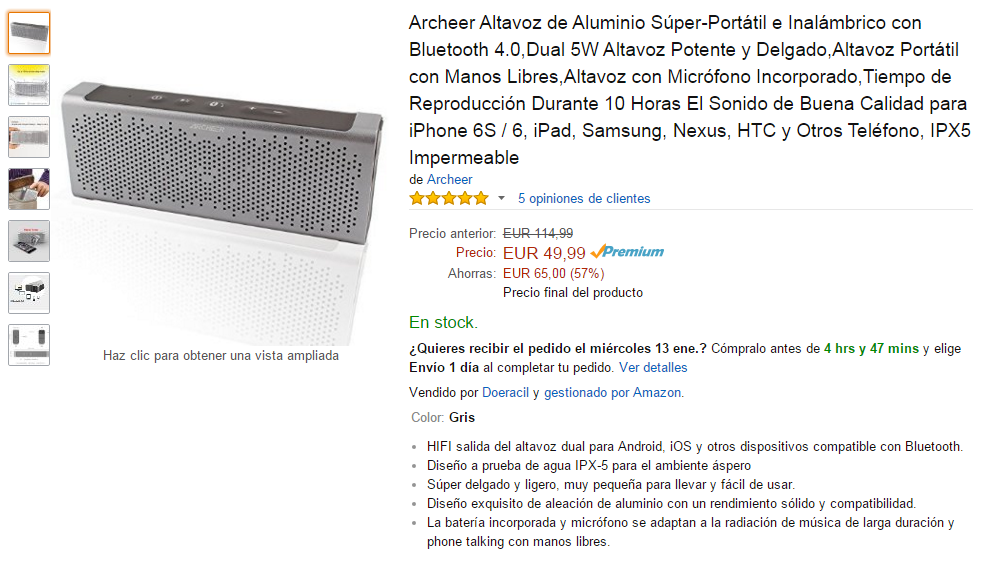 Archeer Altavoz de Aluminio