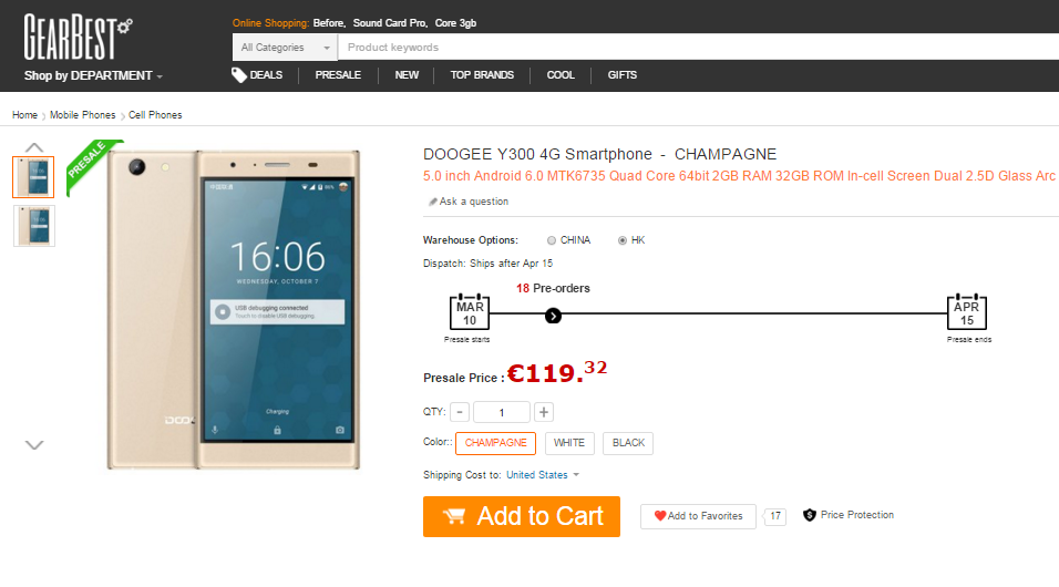 DOOGEE Y300 GearBest