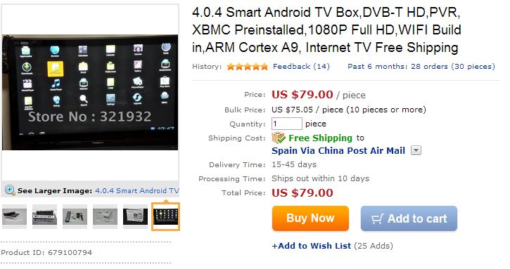 Aliexpress.com  Buy 4.0.4 Smart Android TV Box,DVB T HD