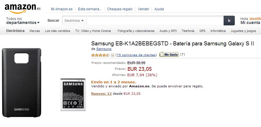 Batería para Samsung Galaxy S II