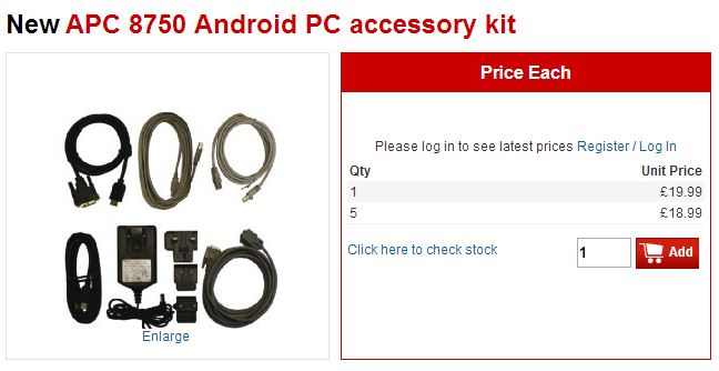 Single Board Computer APC 8750 Android PC accessory kit