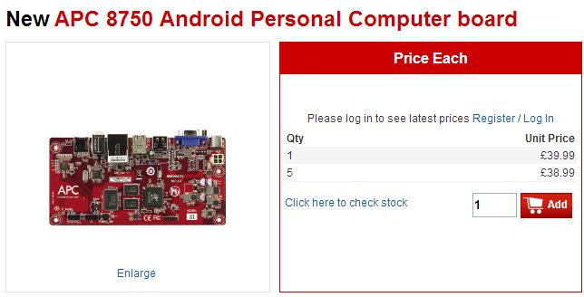 Buy Single Board Computer APC 8750 Android Personal Computer board