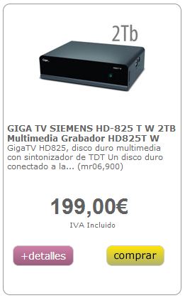 Disco duro multimedia de 2TB - GigaTV HD835 T, Doble sintonizador TDT, 1080p