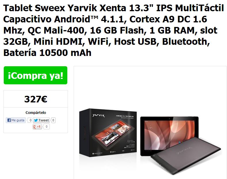 Tablet Sweex Yarvik Xenta 13.3_ IPS MultiTáctil